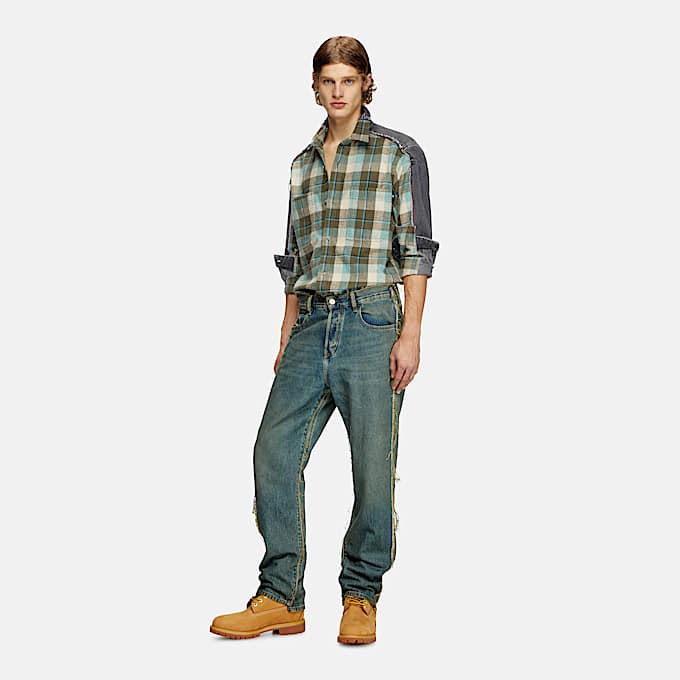 Chemise à carreaux en denim