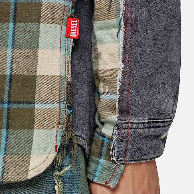 Chemise à carreaux en denim
