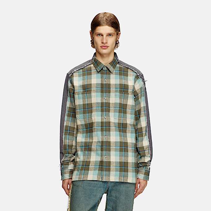 Chemise à carreaux en denim