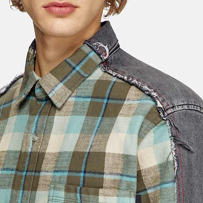Chemise à carreaux en denim