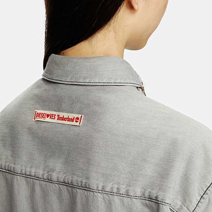 Chemise à carreaux en denim effet blanchi