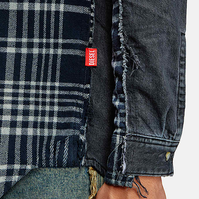 Chemise à carreaux en denim surteinte