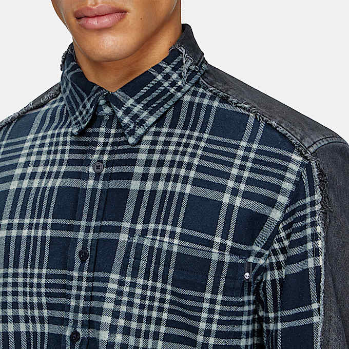 Chemise à carreaux en denim surteinte