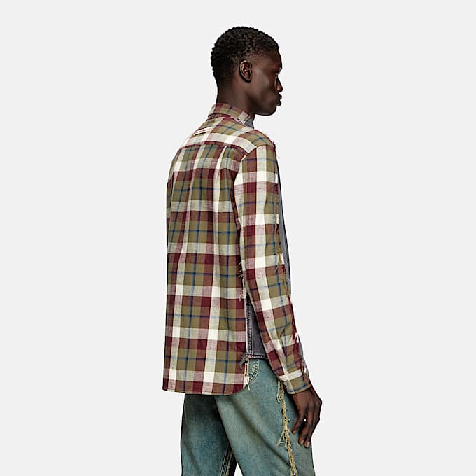 Chemise en denim à carreaux