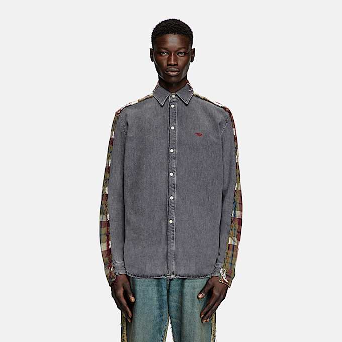 Chemise en denim à carreaux