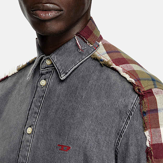 Chemise en denim à carreaux