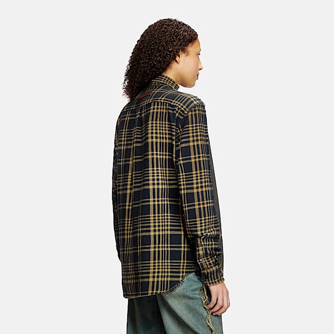 Chemise surteinte en denim à carreaux