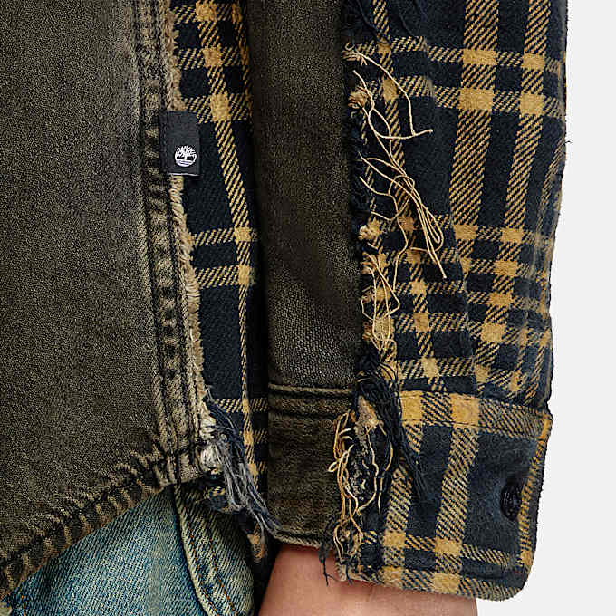 Chemise surteinte en denim à carreaux