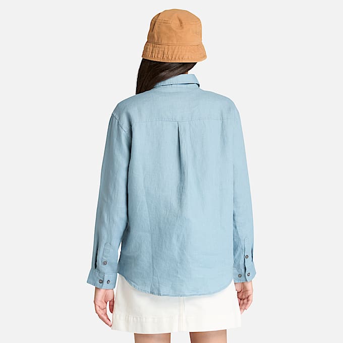 Camicia in Lino da Donna in blu chiaro