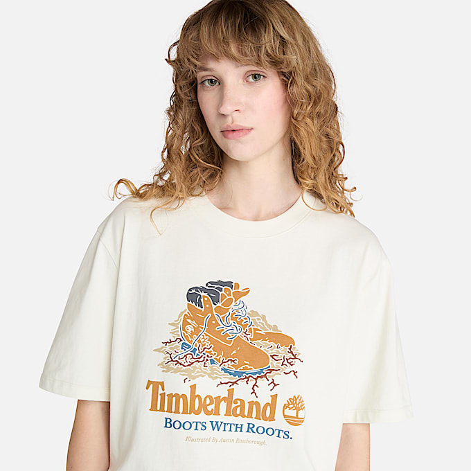 T-shirt unisexe avec motif Boot sur le devant en blanc