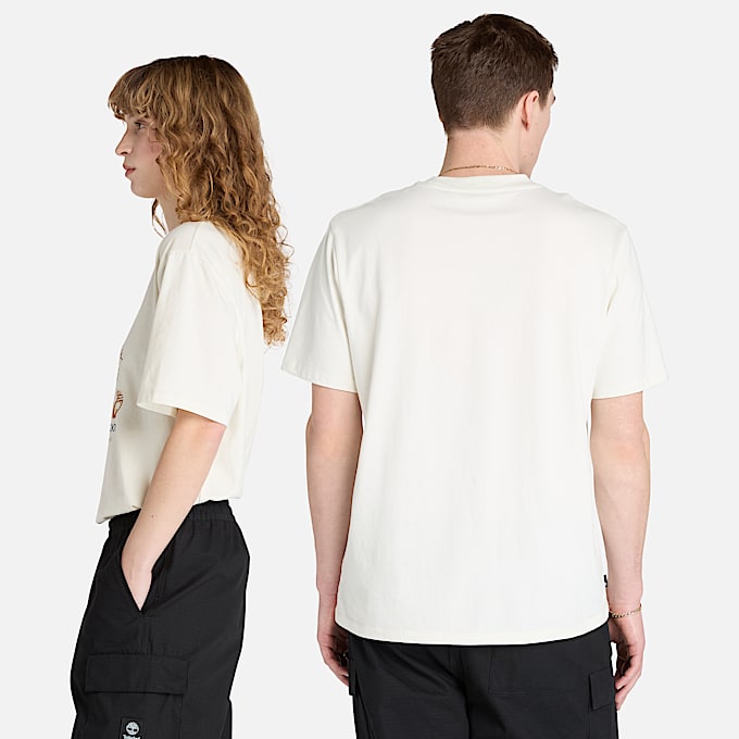 T-shirt unisexe avec motif Boot sur le devant en blanc
