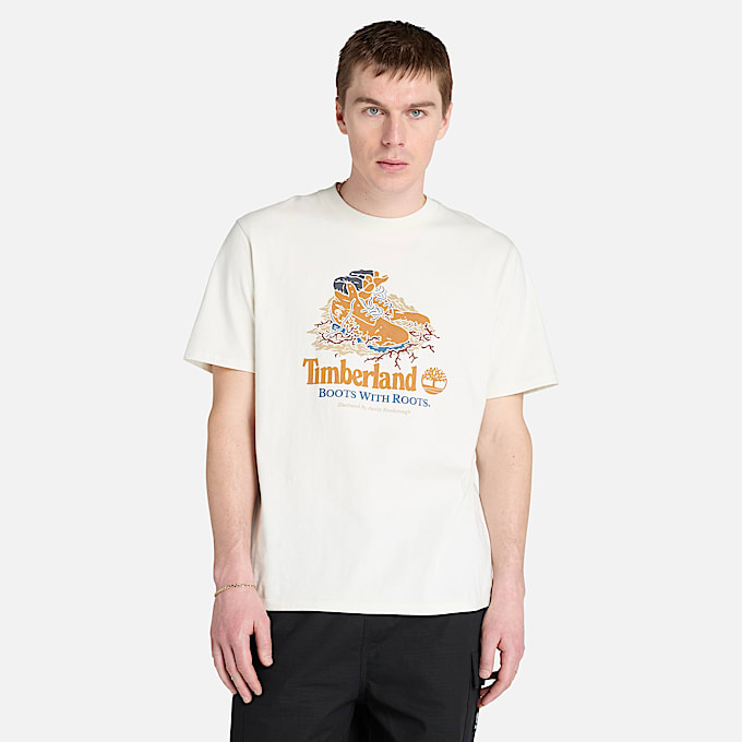 T-shirt unisexe avec motif Boot sur le devant en blanc
