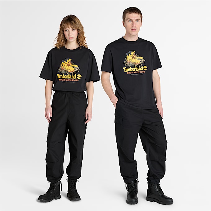 All Gender Front Boot Graphic T-Shirt in Black - 1