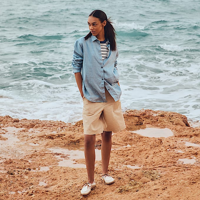 Camicia in Lino da Donna in blu chiaro