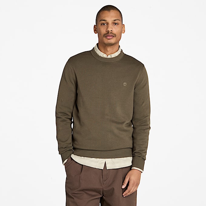 Garngefärbter Williams River Pullover aus Baumwolle für Herren in Dunkelgrün - 1