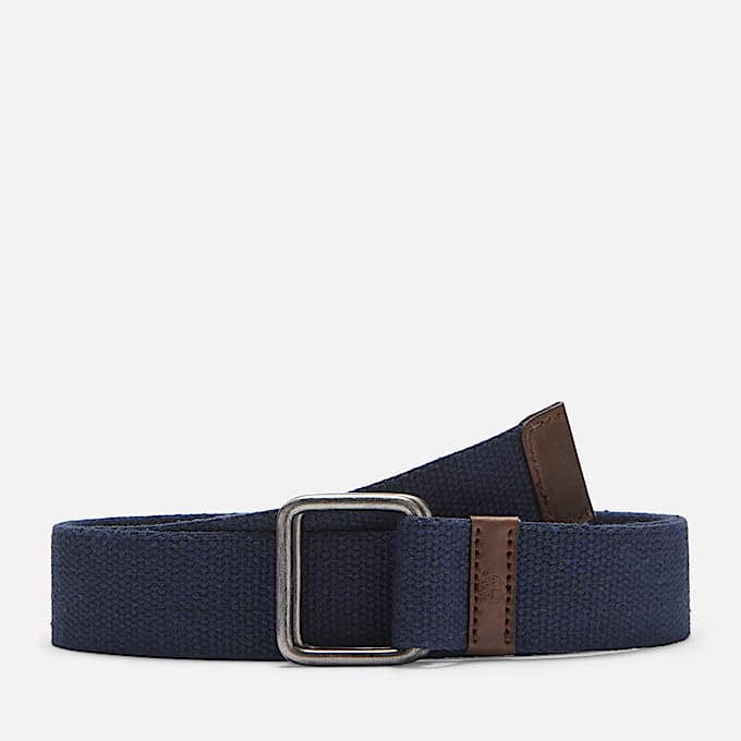 40mm Webbed Belt with Square Buckle for Men in Dark Blue - 1