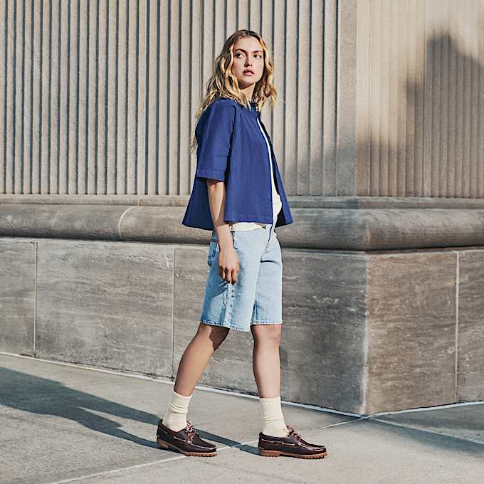 Camicia a Maniche Corte da Donna in blu scuro