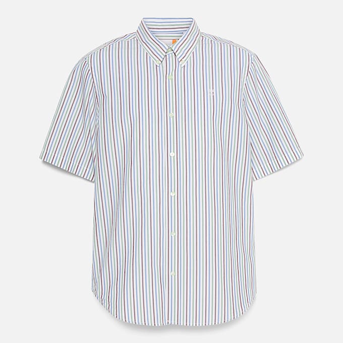 Camisa de Manga Curta às Riscas para Homem em branco