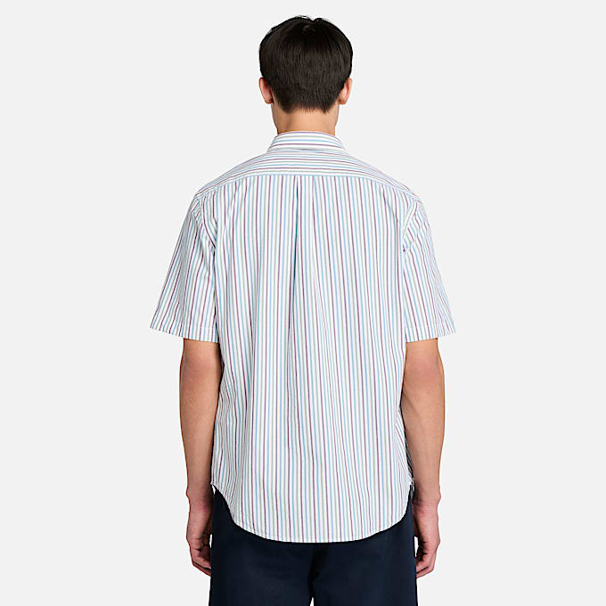 Camisa de Manga Curta às Riscas para Homem em branco