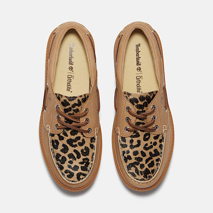 Stone Street Platform Boat Shoe for Women in Beige