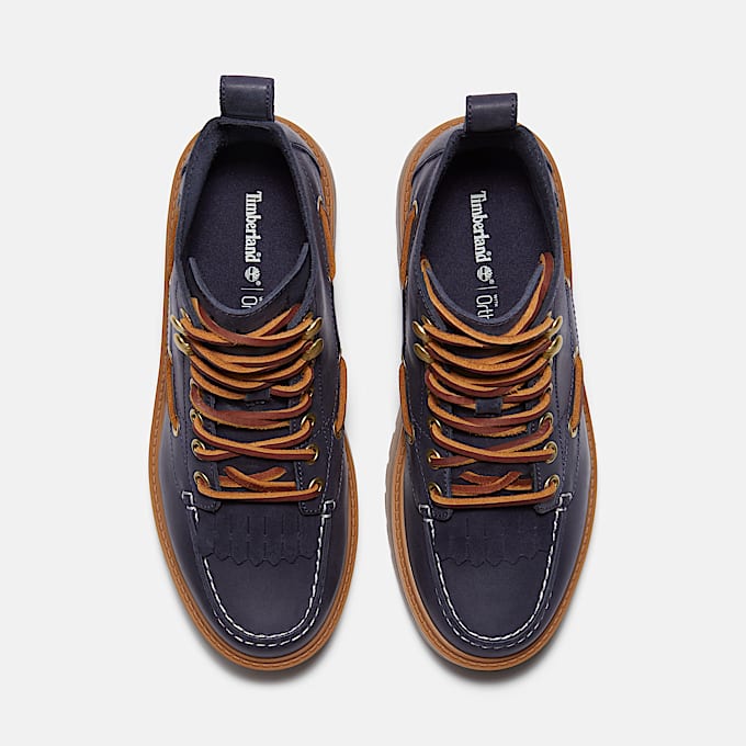 Stone Street Platform Kiltie Boot for Women in Dark Blue