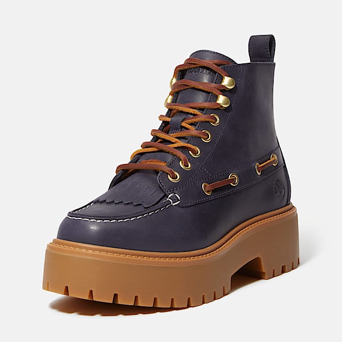 Stone Street Platform Kiltie Boot for Women in Dark Blue