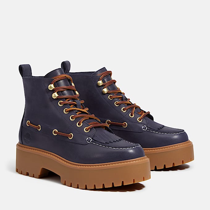Stone Street Platform Kiltie Boot for Women in Dark Blue
