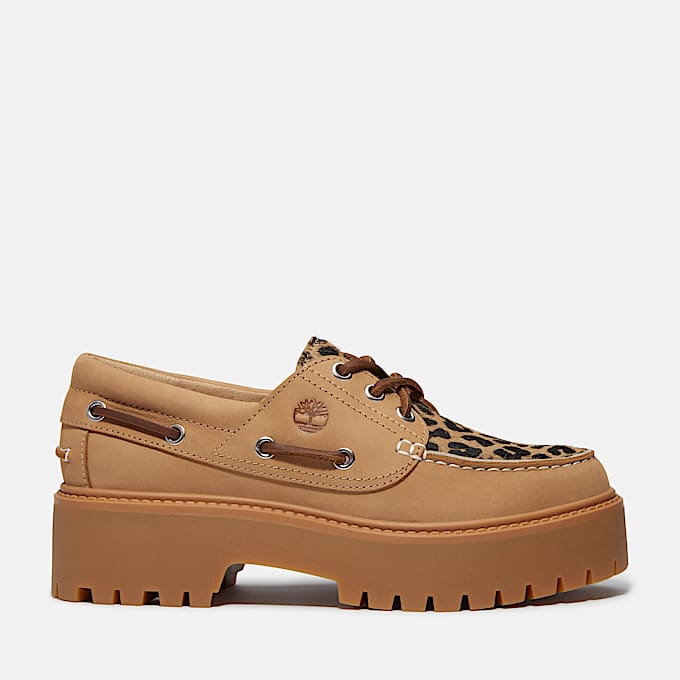 Stone Street Platform Boat Shoe for Women in Beige - 1