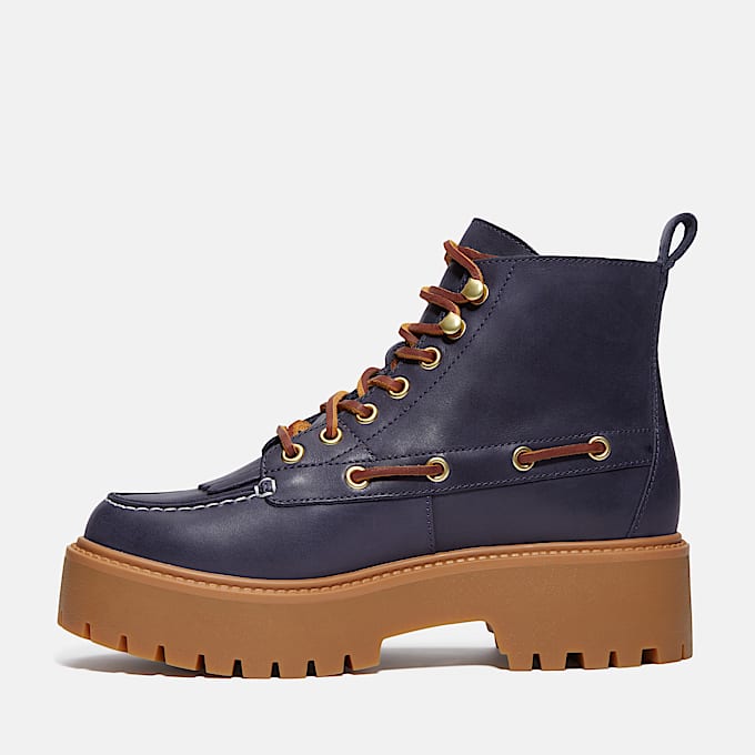 Stone Street Platform Kiltie Boot for Women in Dark Blue