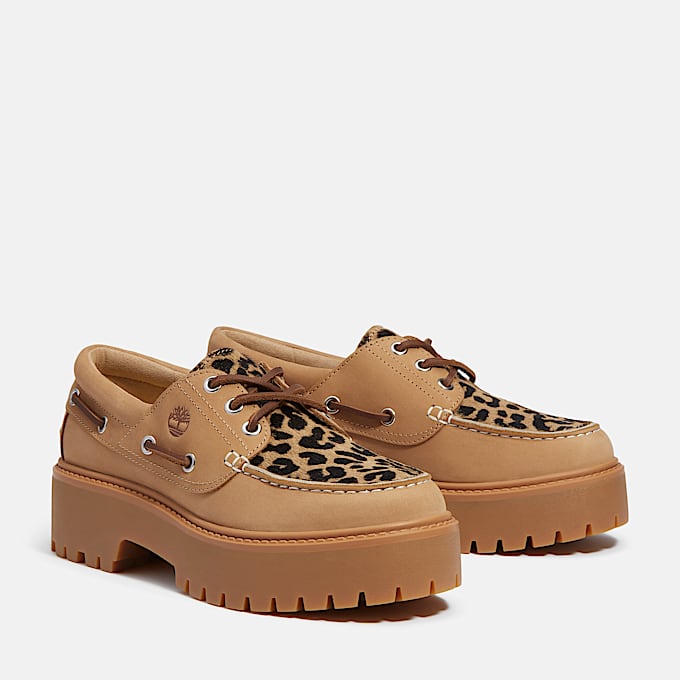 Scarpa da Barca con Plateau Stone Street da Donna in beige