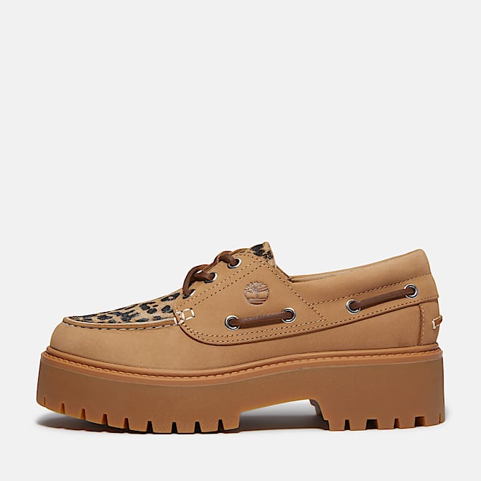 Scarpa da Barca con Plateau Stone Street da Donna in beige