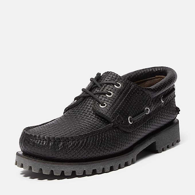 Scarpa da Barca Timberland® Authentic 3-Eye Lug Handsewn da Uomo in colore nero