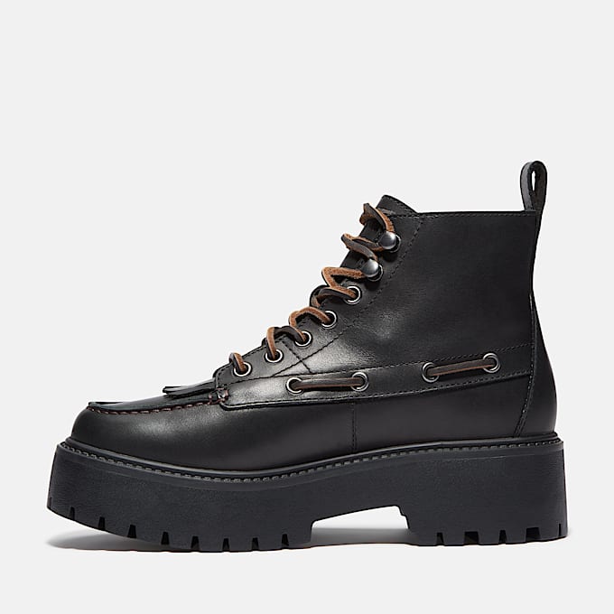 Stone Street Platform Kiltie Boot for Women in Black