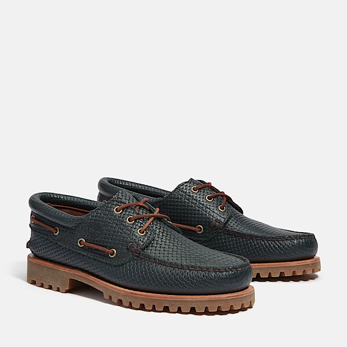 Chaussure bateau authentique cousue main à 3 œillets Timberland® pour homme en vert foncé