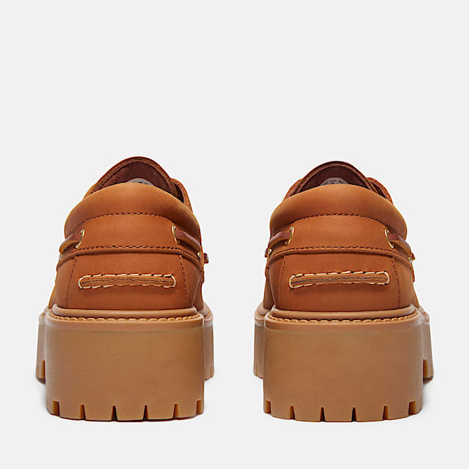 Stone Street Platform Boat Shoe for Women in Brown