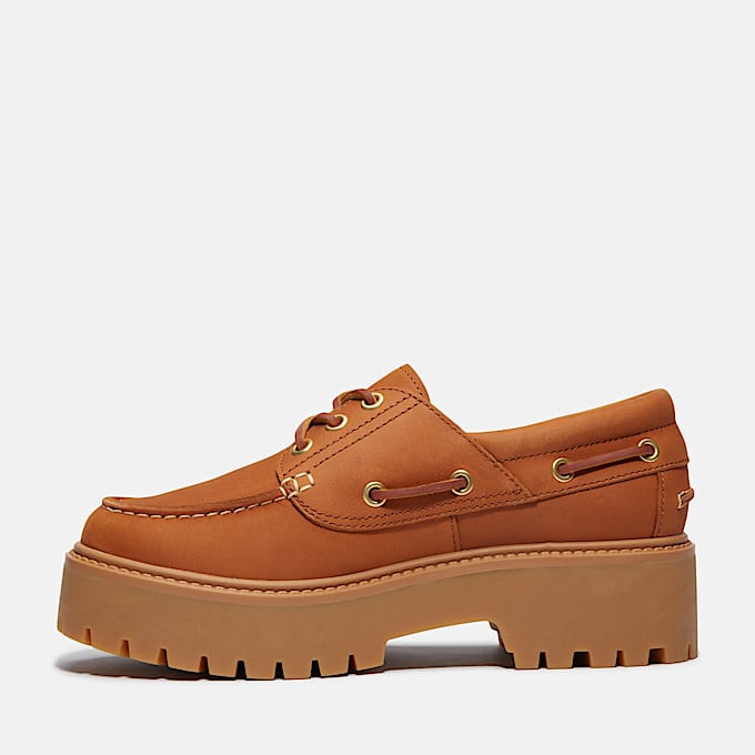Stone Street Platform Boat Shoe for Women in Brown