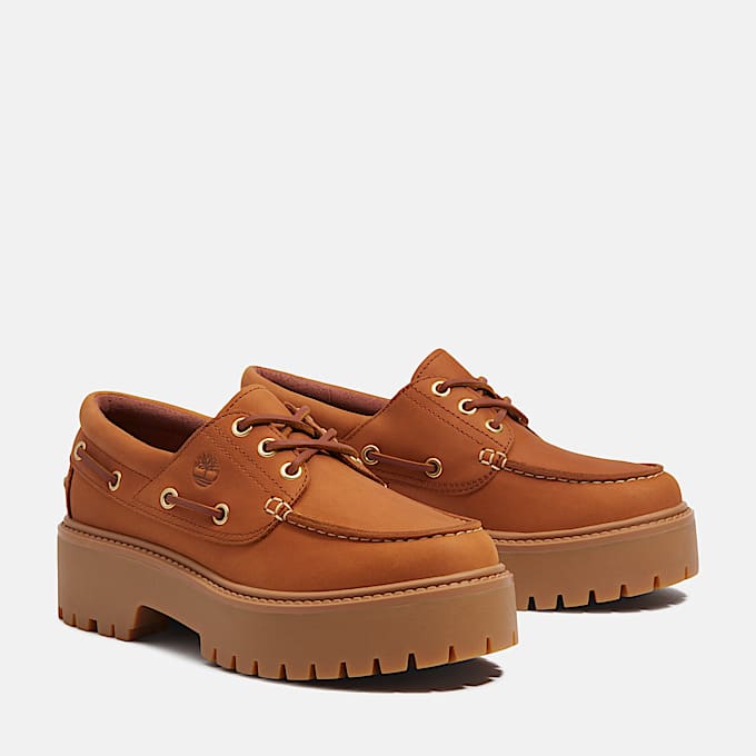 Stone Street Platform Boat Shoe for Women in Brown