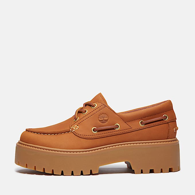 Stone Street Platform Boat Shoe for Women in Brown