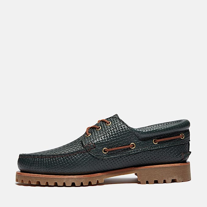 Chaussure bateau authentique cousue main à 3 œillets Timberland® pour homme en vert foncé