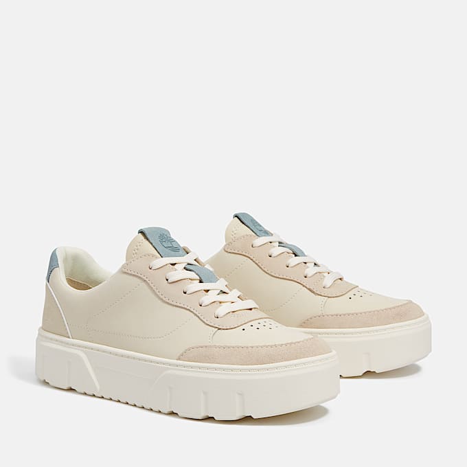 Laurel Court Lace Up Trainer for Women in Beige/Light Blue