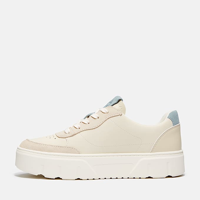 Laurel Court Lace Up Trainer for Women in Beige/Light Blue