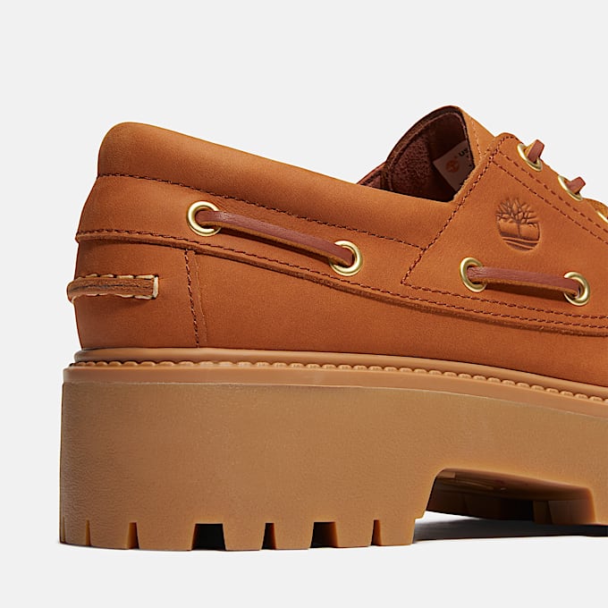 Stone Street Platform Boat Shoe for Women in Brown