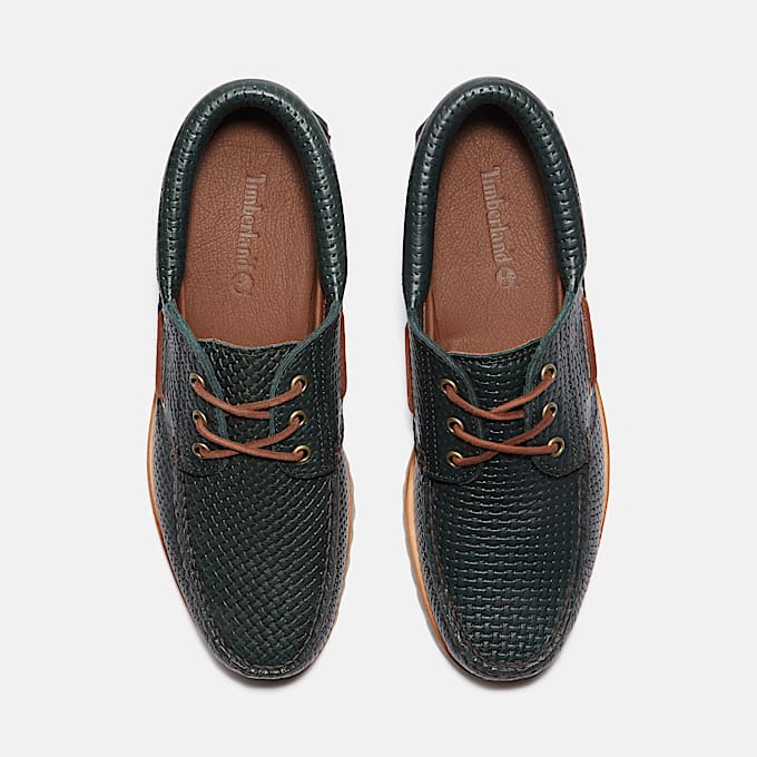 Chaussure bateau authentique cousue main à 3 œillets Timberland® pour homme en vert foncé