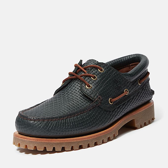 Chaussure bateau authentique cousue main à 3 œillets Timberland® pour homme en vert foncé