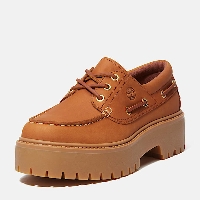 Stone Street Platform Boat Shoe for Women in Brown