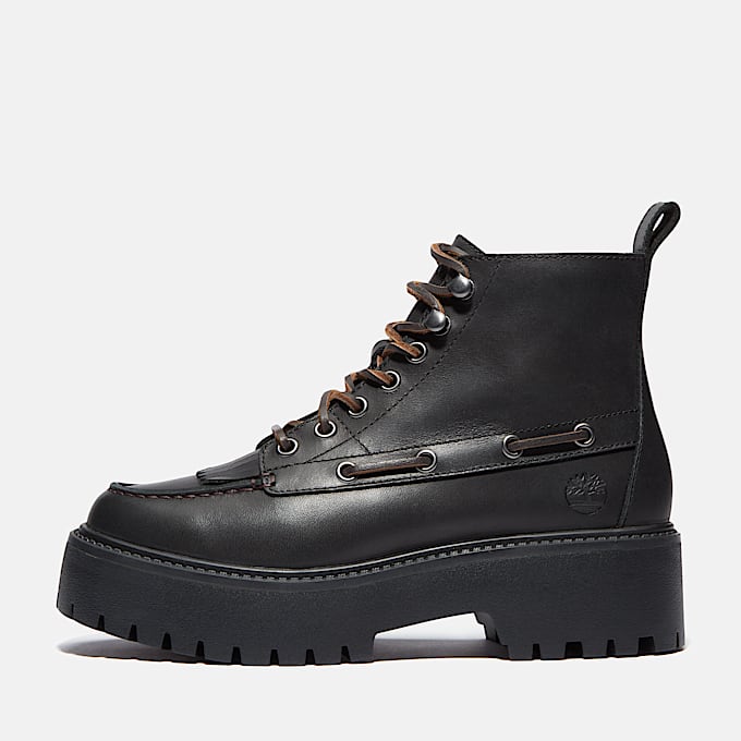 Stone Street Platform Kiltie Boot for Women in Black