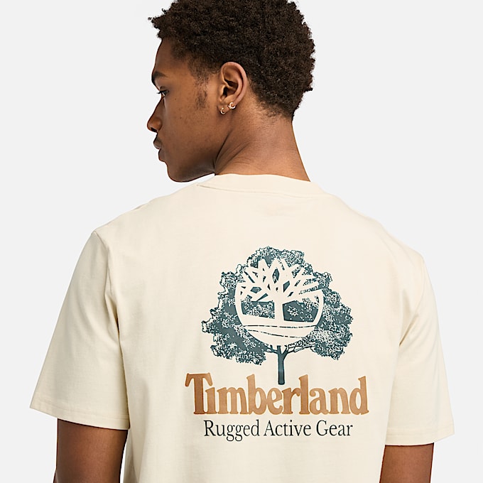 T-shirt con Grafica sul Retro Rugged Active Gear da Uomo in beige/verde scuro - 1