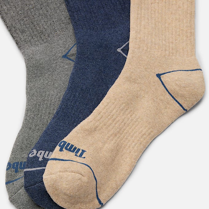 3er-Pack Bowden Crew-Socken mit durchgehender Polsterung in Beige
