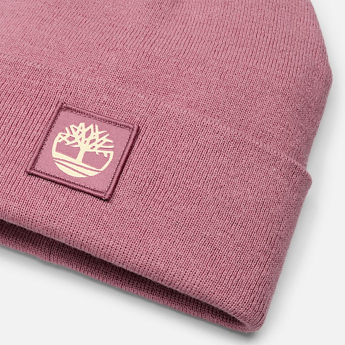 Beanie met ton-sur-ton patch in roze