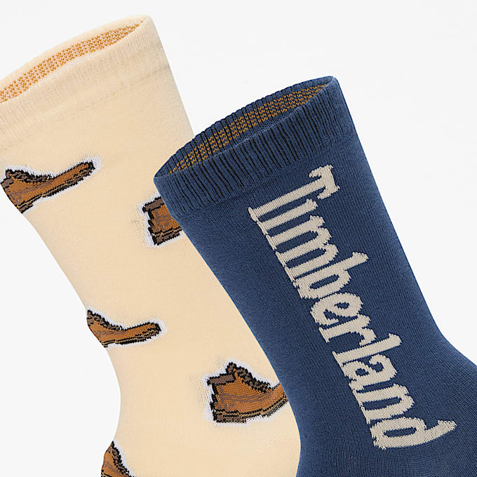 Timberland® 2-Pack All-Over Boot Print Crew Sock in Beige